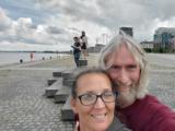 ... Pause und Selfies am Ufer der Scheldt ...